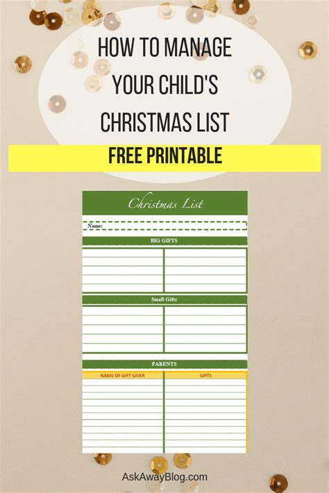 Ask Away Blog How To Manage Your Child S Christmas List Free Printable