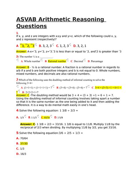 Asvab Arithmetic Reasoning