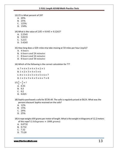 Asvab Math Questions And Answers