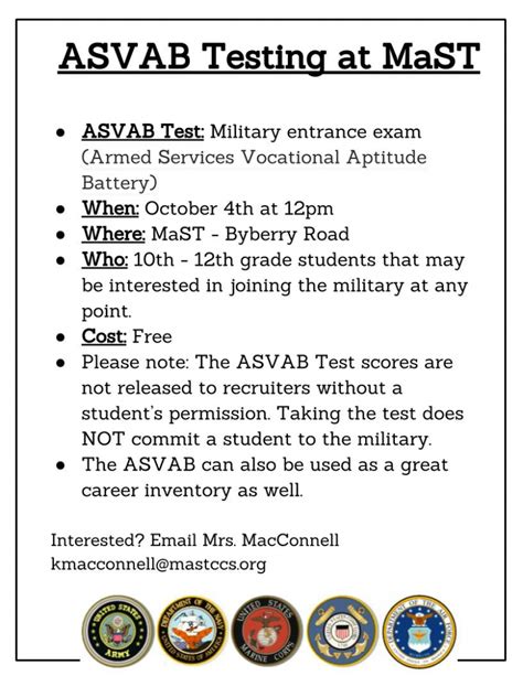 Asvab Testing At Mast 10 4 Mast Community Charter School