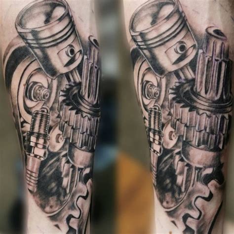 Automotive Car Engine Parts Tattoo On Leg Tattoos Hot Rod Tattoo