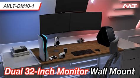 Avlt Ultimate Space Saver Dual Monitor Wall Mount For Gaming Room