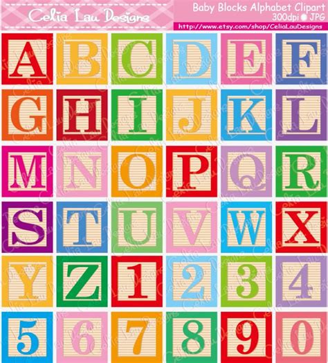 Baby Blocks Alphabet Font Digital Clip Art Cute Alphabet And Number Clipart Cg048 Babyshower