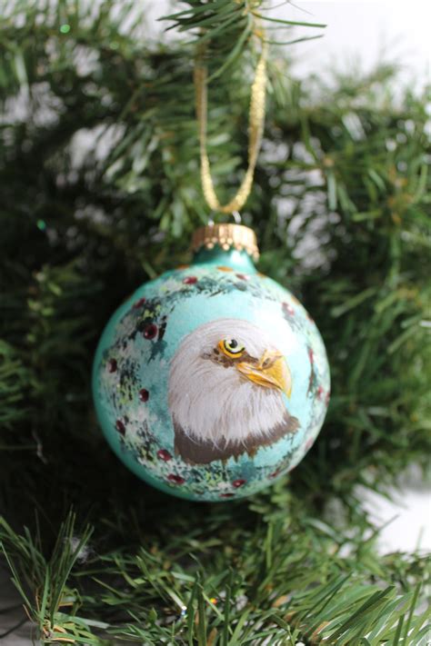 Bald Eagle Ornament Eagle Glass Ball Ornament Bird Glass Etsy