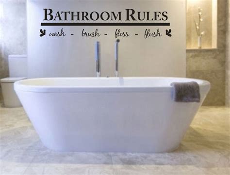 Bathroom Rules Art Wall Stickers Vinyl Removable Decals Mural Home Room