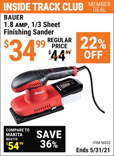 Bauer 1 8 Amp 1 3 Sheet Heavy Duty Finishing Sander For 34 99 In 2021