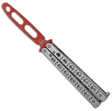 Benchmade Balisong Model 62T Trainer Butterfly Stainless Steel Handle Red Blade American Edge