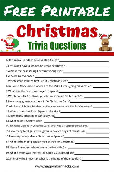 Best Free Printable Christmas Games With Answers For Parties Happy Mom Hacks