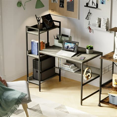 Bestier 47 Inch Computer Desk With Under Desk And Side Storage Shelves