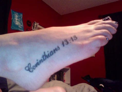 Bible Verse Corinthians 13 13 Tattoo Design On Feet