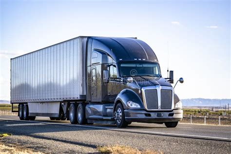 Big Rig Semi Truck With Dry Van Semi Trailer And Compact Cargo Mini Van