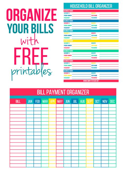 Bill Tracker To Organize Your Finances Free Printable