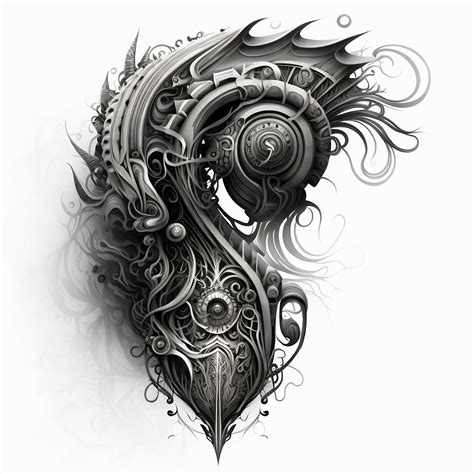 Biomechanical Tattoo Line Drawing