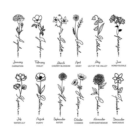 Birth Month Flower Tattoo Generator