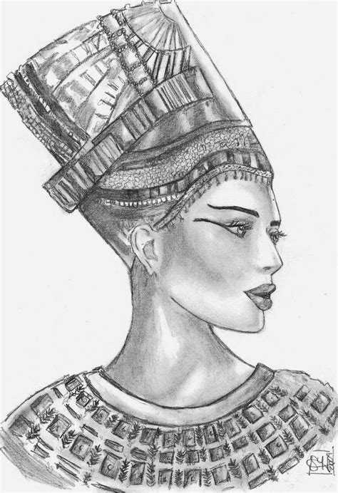 Black Egyptian Queen Nefertiti Tattoo Drawing Design Egyptian Tattoo