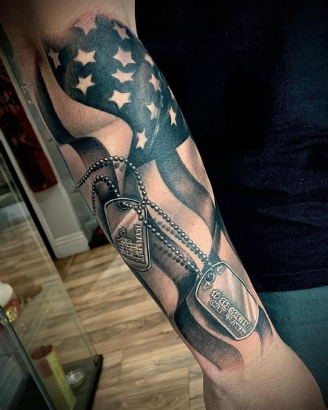 Black Ink Military Tribute Tattoos For Men Army Tattoos Military