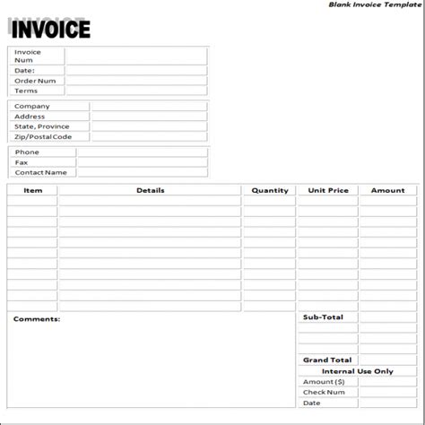 Blank Invoice Paper Task List Templates