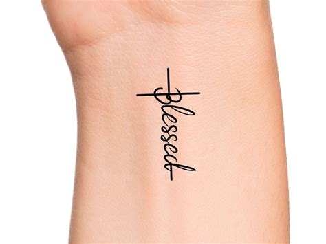 Blessed Cross Temporary Tattoo Religious Tattoo Etsy