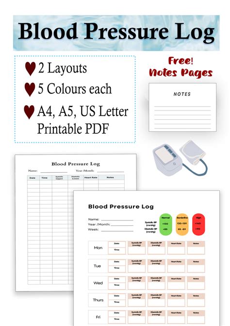 Blood Pressure Log Printable Bongster