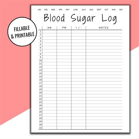 Blood Sugar Log Example