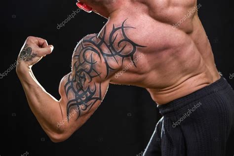 Bodybuilder With Tattoos Stock Photo Aallm 51159649