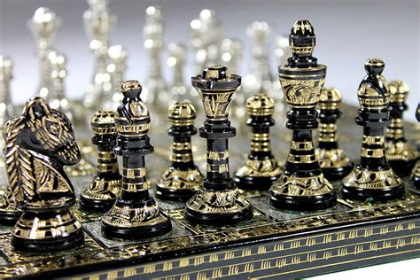 Brass Metal Chess Board Game Set Hand Carved With Brass Metal Etsy