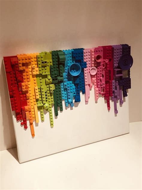 Brick Block Mosaic Wall Art Rainbow Effect In 2021 Lego Wall Art