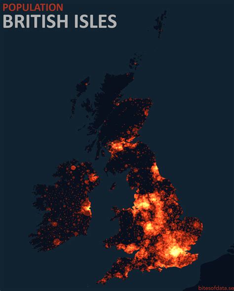 British Isles Population Density Map R Mapporn