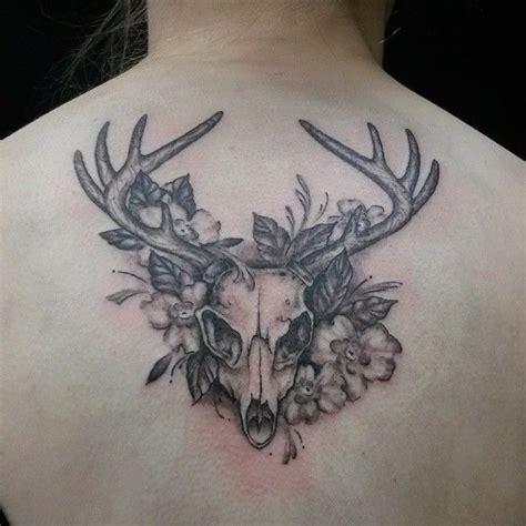 Buck Skull Tattoo Sasha Roussel Black Gold Tattoo Co Buck Tattoo Gold