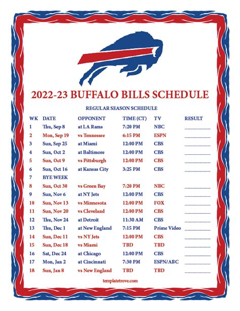 7 Ways to Get Buffalo Bills Printable Schedule