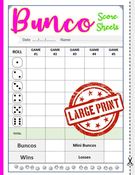 Bunco Score Sheets Word Document