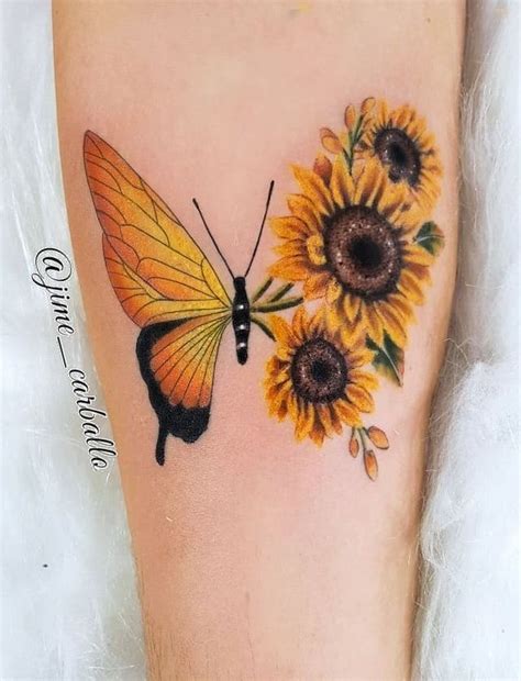 Butterfly Sunflower Tattoo Designs Yukiko Larry