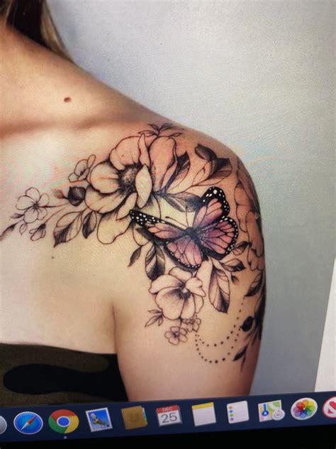 Butterfly Tattoo With Flowers Female