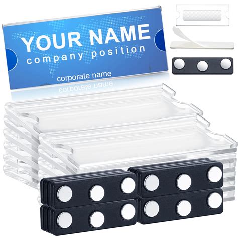 Buy 48 Pieces Magnetic Name Tags Kit And Blank Printable Paper Inserts Name Tag Holder Clear