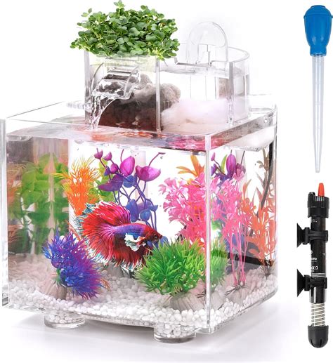 Buy Betta Fish Tank 1 6 Gallon Aquarium Upgrade Hydroponics Growing System Beta Fish Tank