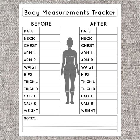 Buy Body Measurement Tracker Chart Chart Body Measurement Log Book