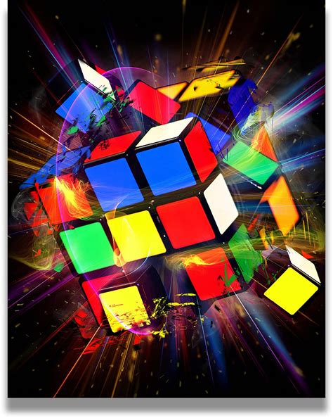 Buy Govivo Exploding Rubik Amp 39 S Cube Wall Art Decor Print With A Black Background Unframed