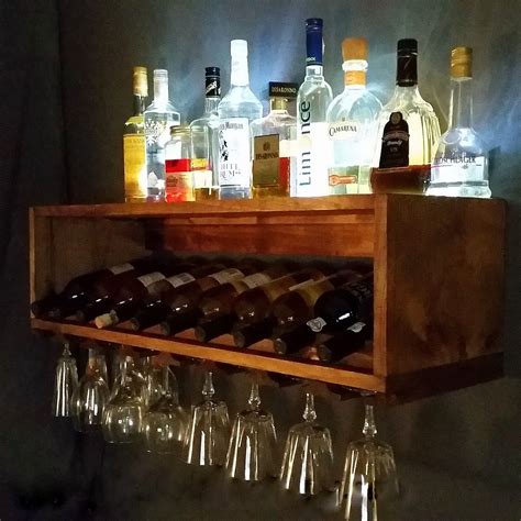 Buy Hand Crafted Lighted Wine Bottle And Glass Rack Alcohol Display