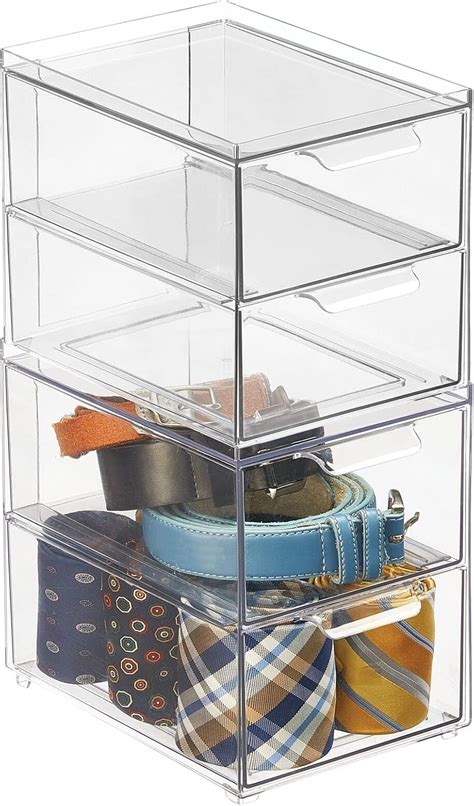 Buy Mdesign Stackable Storage Containers Box With 2 Pull Out Drawers