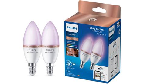 Buy Philips Wiz E14 Colour Smart Led Wi Fi Candle Bulbs 2 Pack