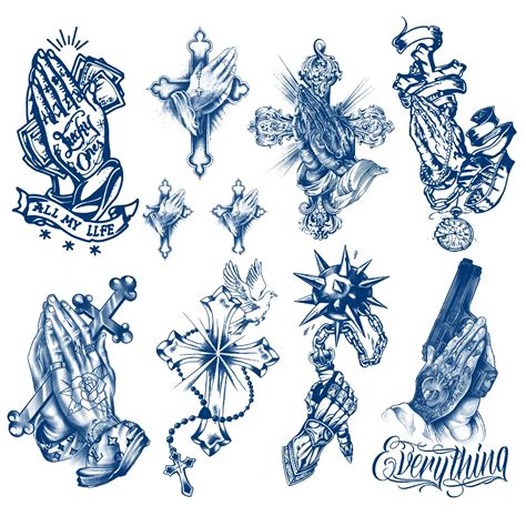 Buy Semi Permanent Realistic Pray Cross Tattoos, 8-Sheet Premium Temporary Tattoos 100% -Based ...