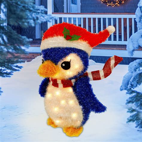 Buy Twinkle Star Lighted Christmas Tinsel Penguin Decorations 20 Inch