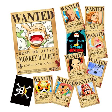 Buy Tyzzhoa 15In 11In Anime One Piece Wanted Bounty S New Edition 10 Straw Hat Pirates Crew