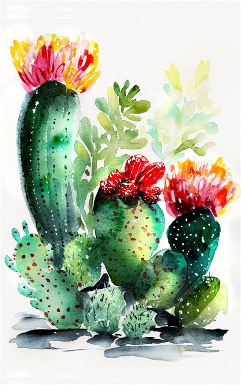 Cacti Cactus Printable Art Cacti Art Print Watercolor Botanical