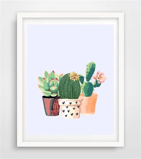 Cactus Art Printable Art Cactus Print Home Decor Potted Etsy