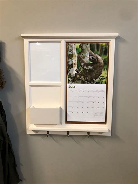 Calendar Wall Organizer With Large Cork Board Magnetic Dry Erase And Mail Holder Key An