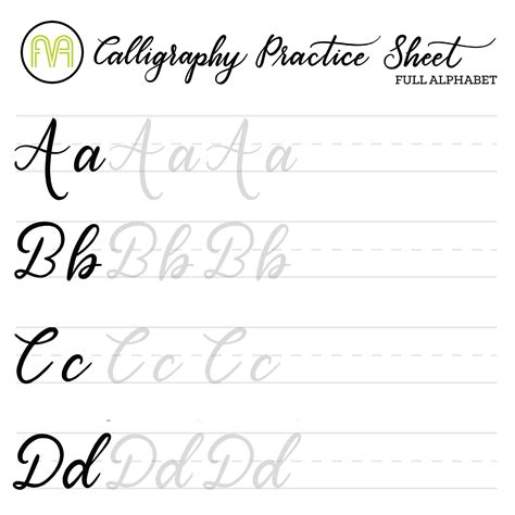 Calligraphy Letters Practice Sheets Free