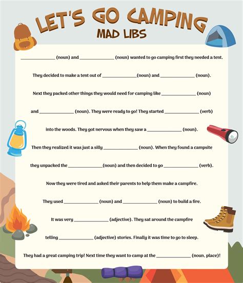 Camping Mad Libs 20 Free Pdf Printables Printablee