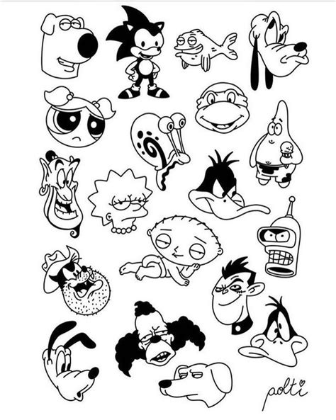 Cartoon Characters Tattoo Outlines