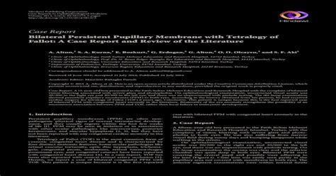 Case Report Bilateral Persistent Pupillary Membrane With Downloads Hindawi Com Journals